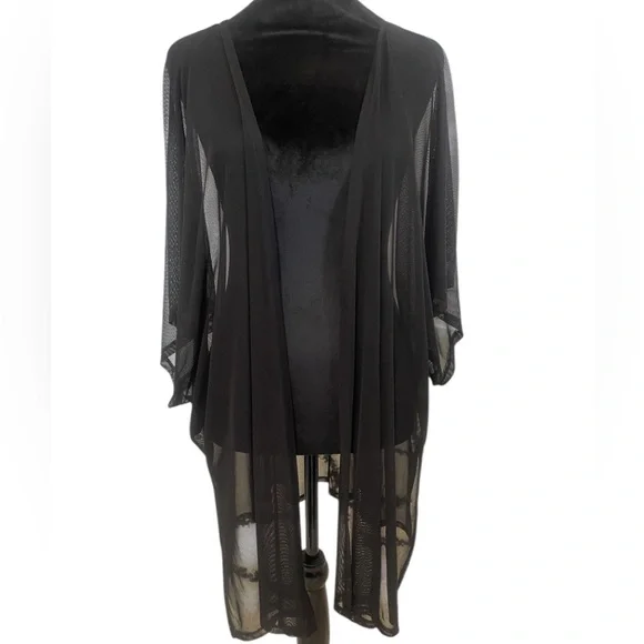 Black,kimono,flowing, sheer,swim cover Large,OS,New - Picture 1 of 5
